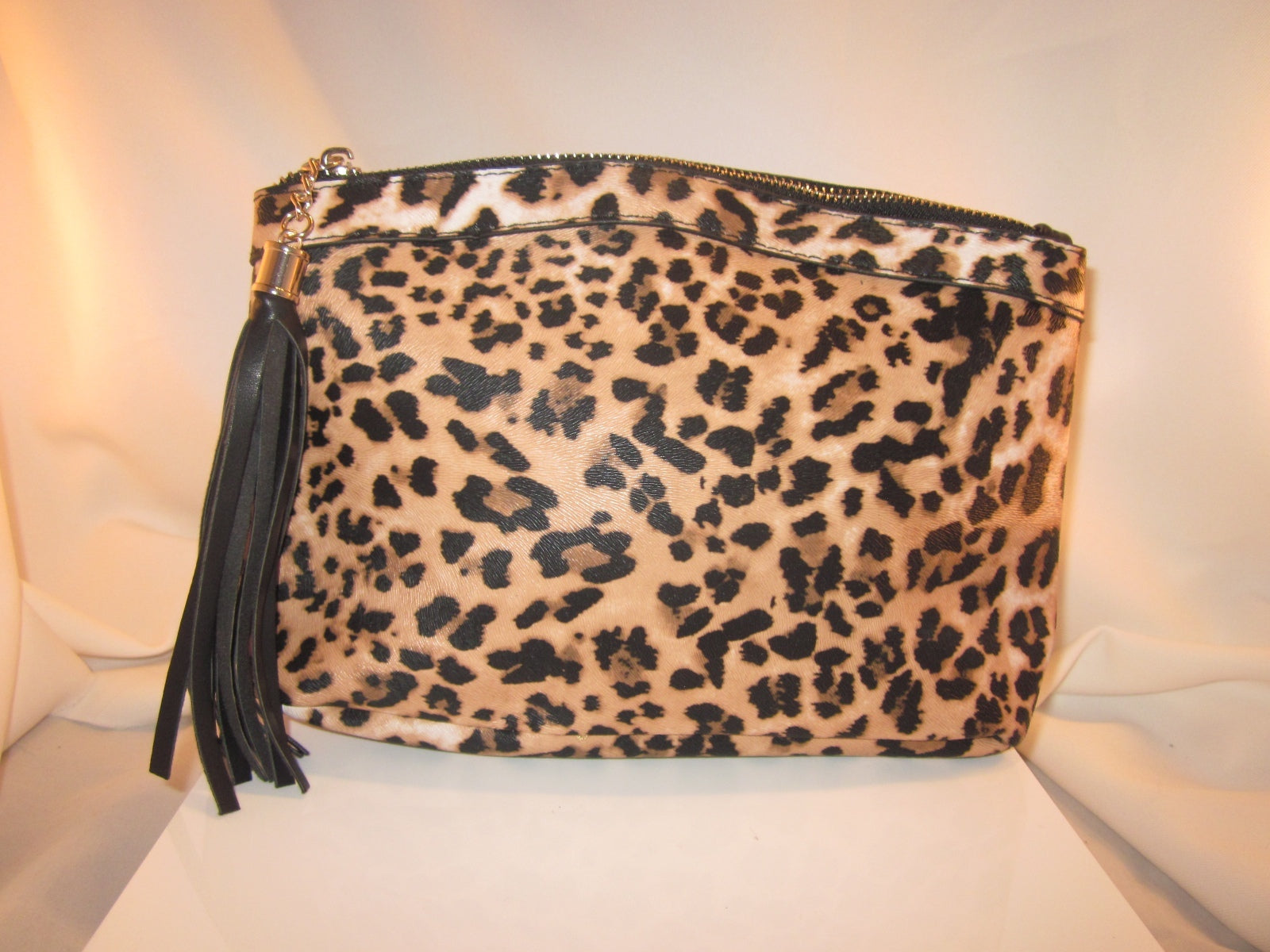 Luminess Air 11x7 Leopard Print Canvas Coated Pouch Makeup Foundation Travel bag