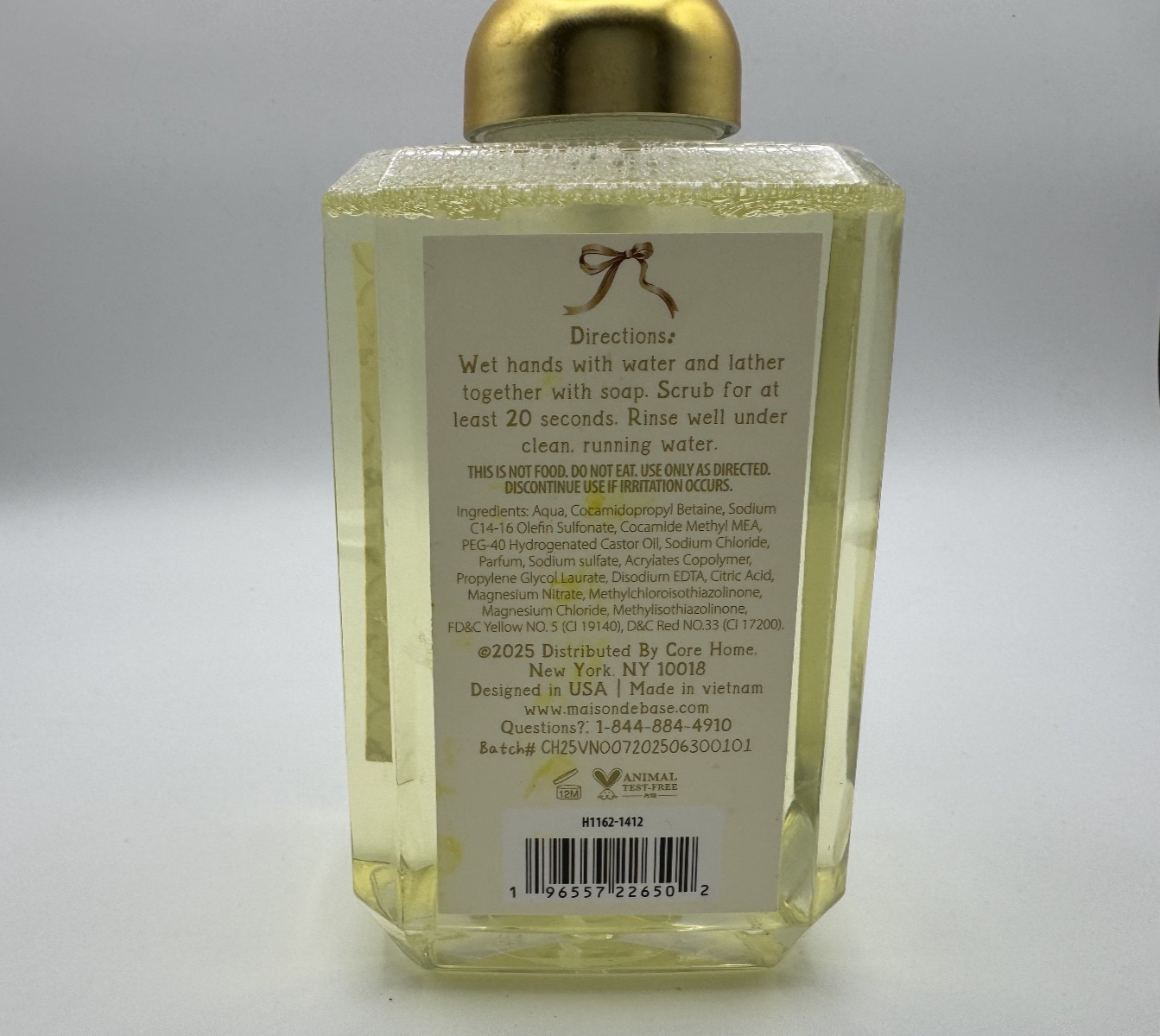 Maison De Base Ginger Honey Foaming Foam Hand Wash Soap Gold Pump 20.9oz NEW