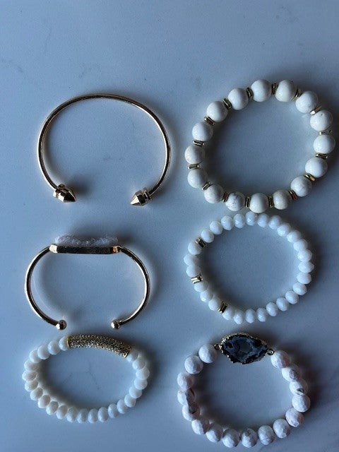 Yomisa 6PCS Natural Boho Beaded Bracelets/Bangle for Women Men,Healing