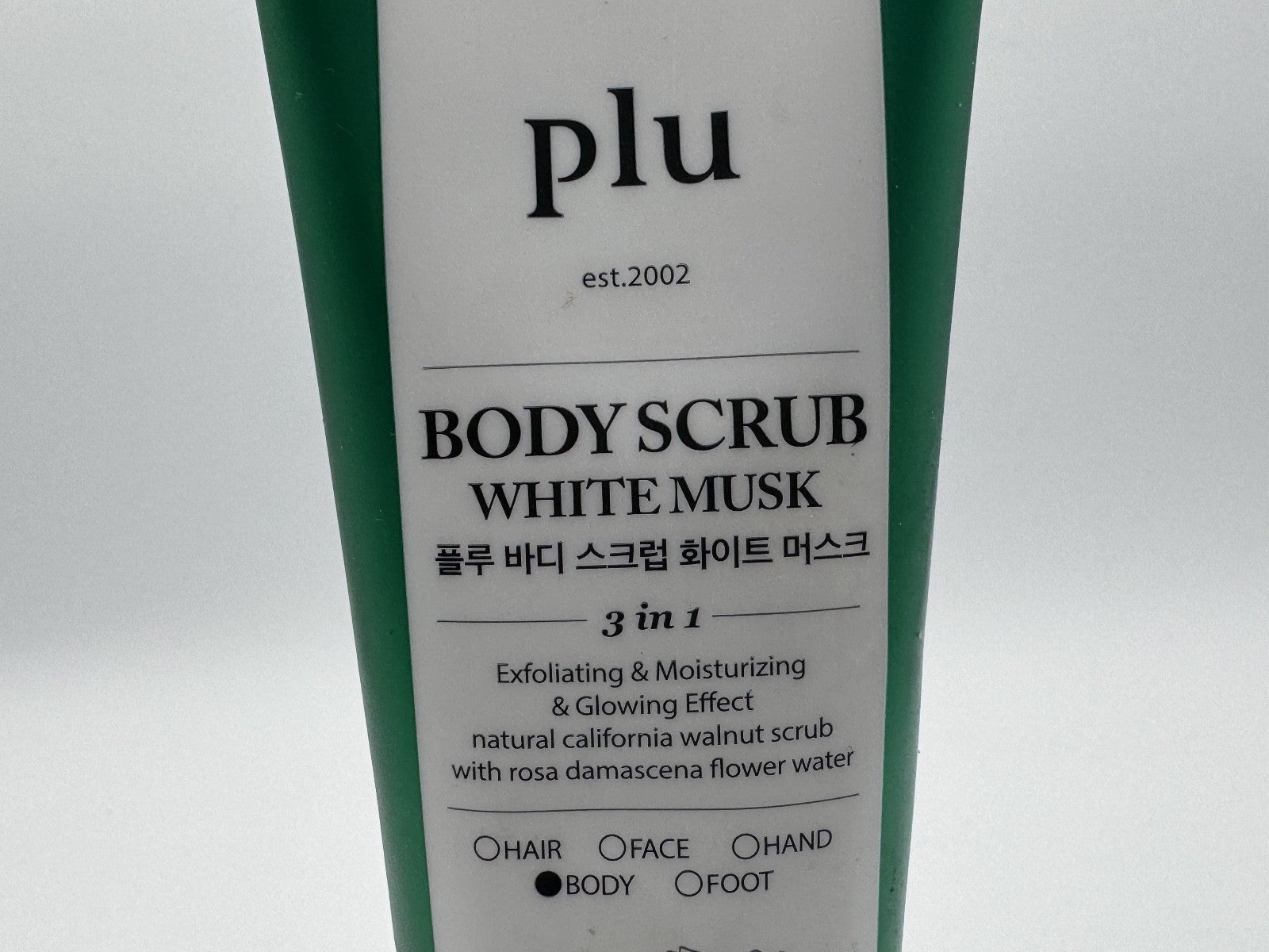 Plu Original White Musk Body Scrub, 3n1 Natural California Walnut Scrub, New