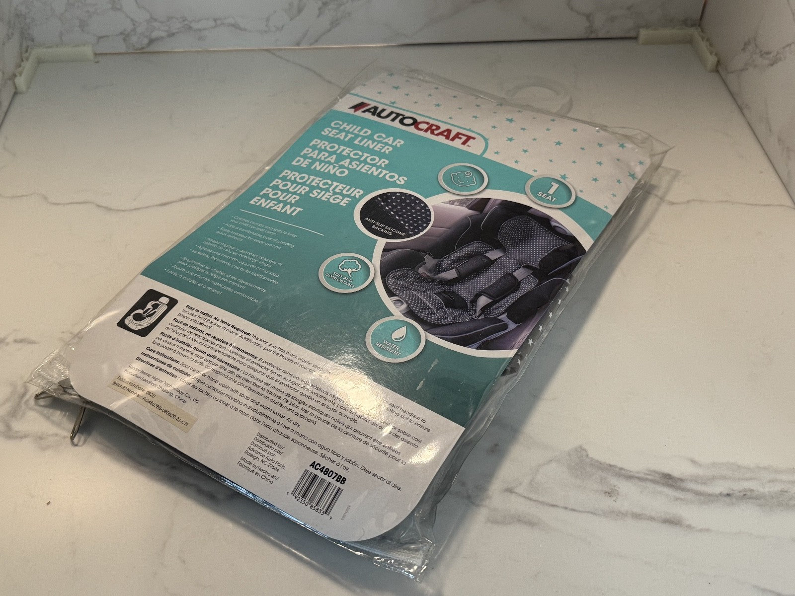 Autocraft Child Car Seat Liner Protector Gray White Stars NEW