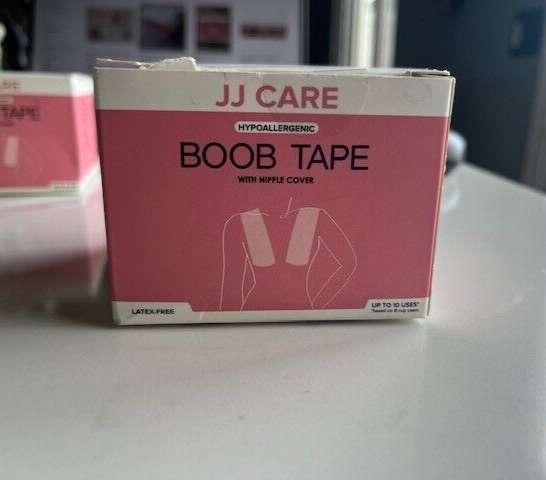 JJ Care Boob Tape with Nipple Cover- Hypoallergenic, Latex-free, 10 USES, NEW