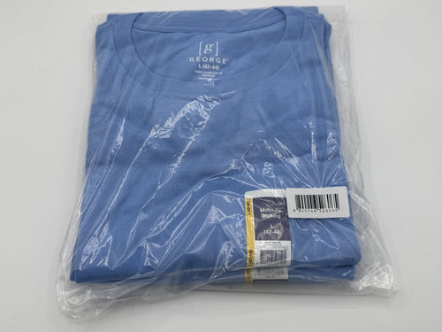 2 pk- George Men's Blank T-Shirt, Large (42-44), Crewneck, SOLID Light Blue, NWT