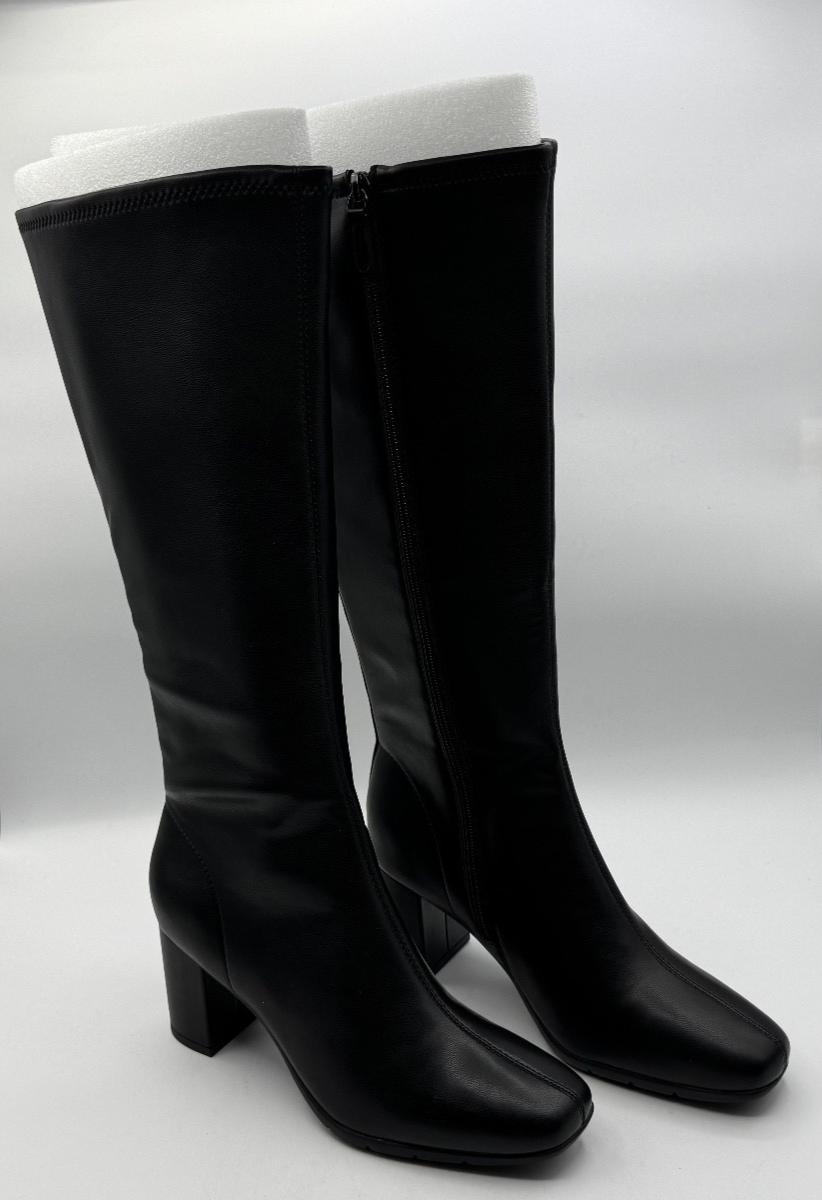 Aerosoles Micah Women's Knee High Boots Black Leather, Size 7M NIB