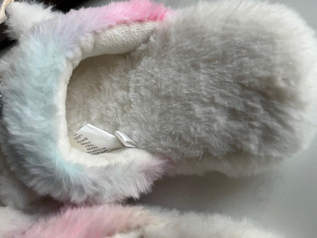 The Children's Place Girls White Pink/Blue Unicorn Slipper Slip on YOUTH 12-13