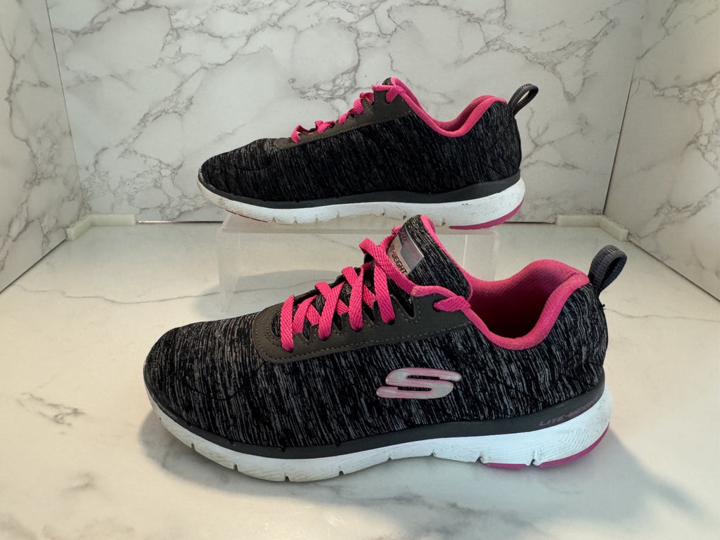 Skechers Flex Appeal 3.0 Lite Weight Black Pink Sneakers Shoes Womens Size 6