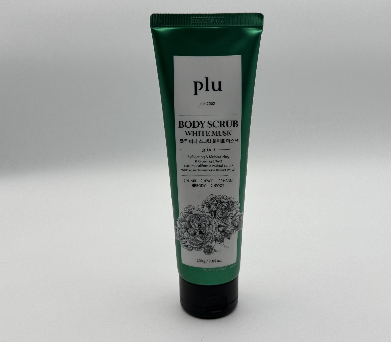 Plu Original White Musk Body Scrub, 3n1 Natural California Walnut Scrub, New