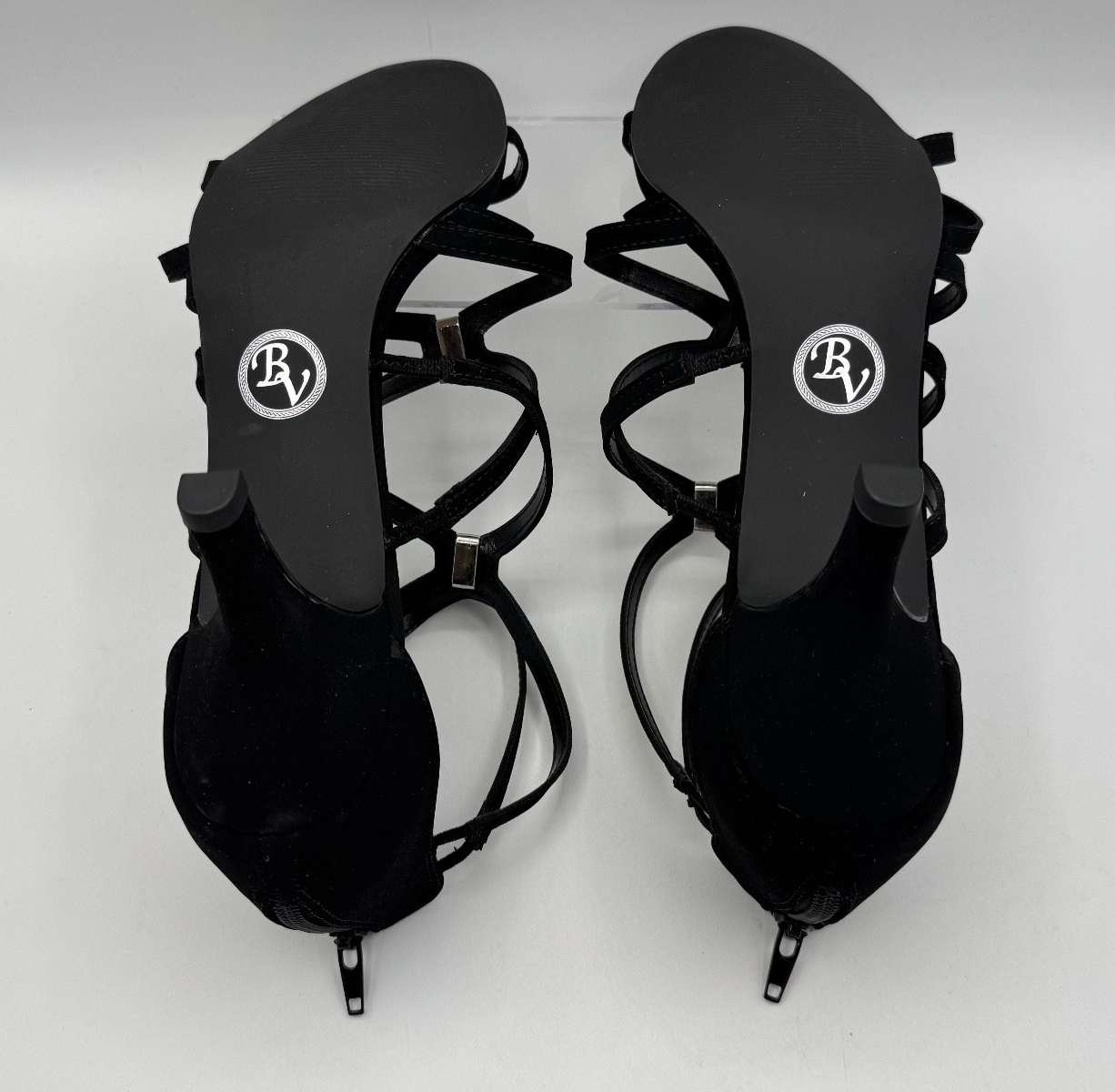 Bella Vita 11 Wide Width Black Strappy Heels Rhinestone Karlette Shoes. NIB
