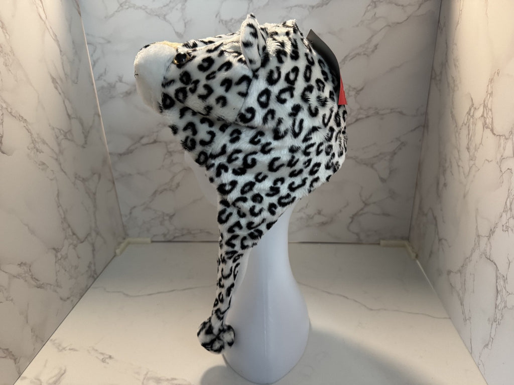 Snow Leopard Soft Winter Plush Hat Kids & Adults Christmas Hoilday, Cold Weather