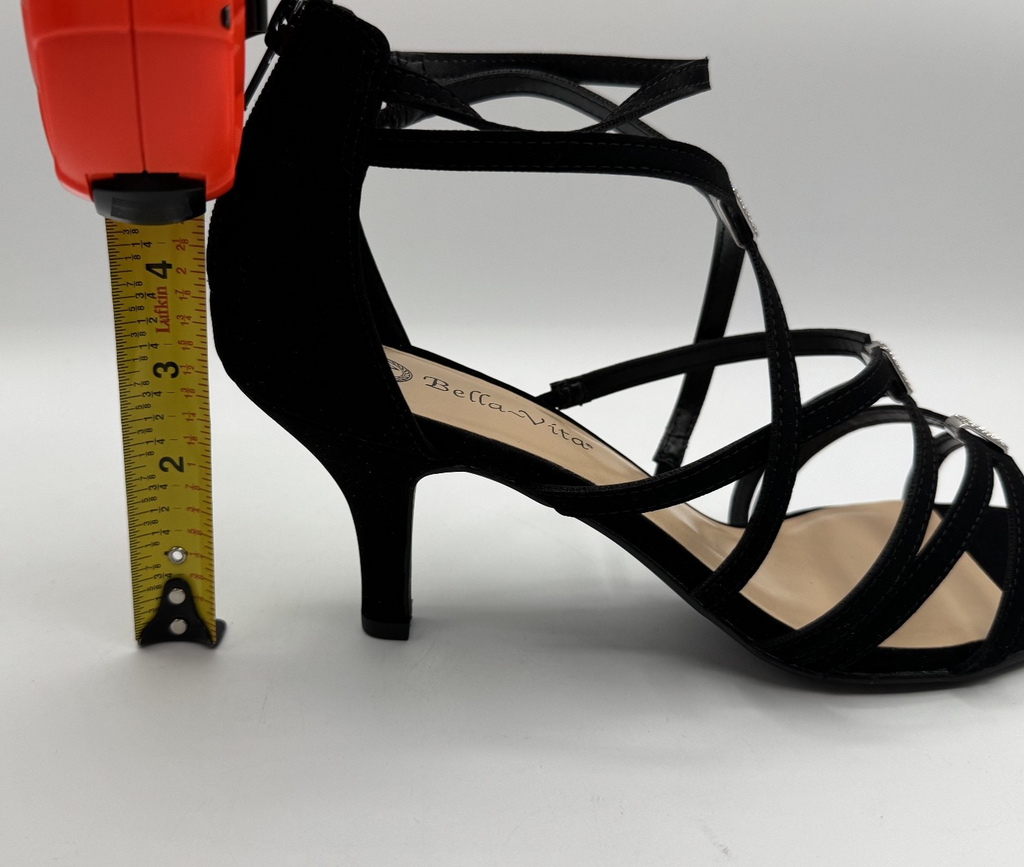 Bella Vita 11 Wide Width Black Strappy Heels Rhinestone Karlette Shoes. NIB