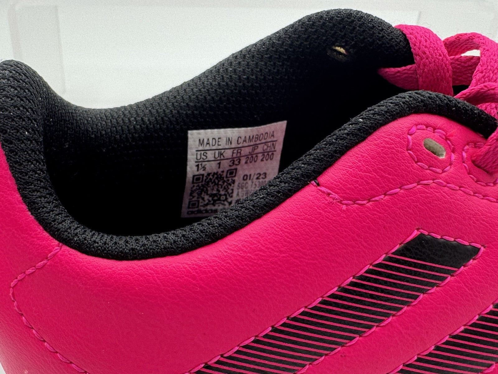 Adidas Kids'/Girls Goletto VIII FG Soccer Cleats Size 1 1/2, Pink and Black, NEW