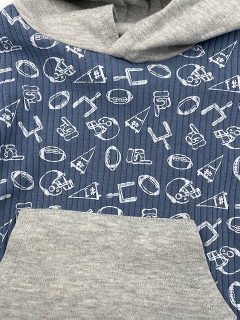 Chick Pea/ Easy Peasy 18M Baby Boy 2 pc. Outfit Hoodie Short Set, Football Print
