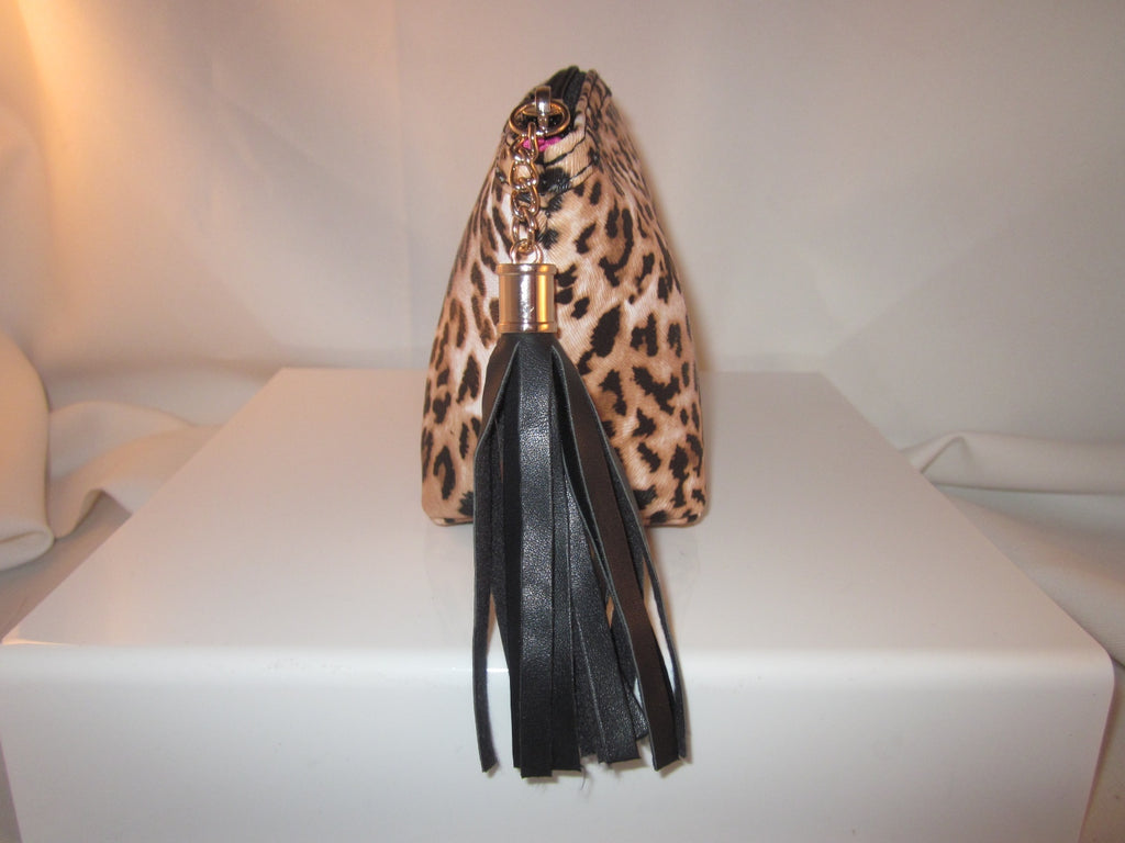 Luminess Air 11x7 Leopard Print Canvas Coated Pouch Makeup Foundation Travel bag