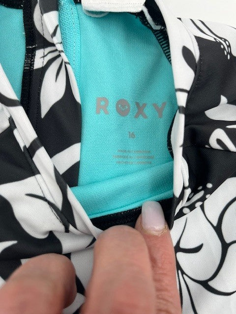 Roxy Girl One Piece Size 16/XL Swimwear Long Sleeve Multicolor Swimsuit,Blk. NWT