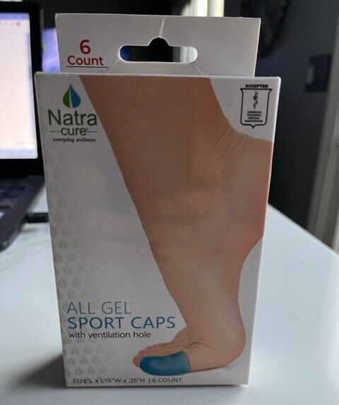 Natra Cure 6 Pack All Gel Sport Caps For Toes W/ Ventilation Hole NEW- NIB