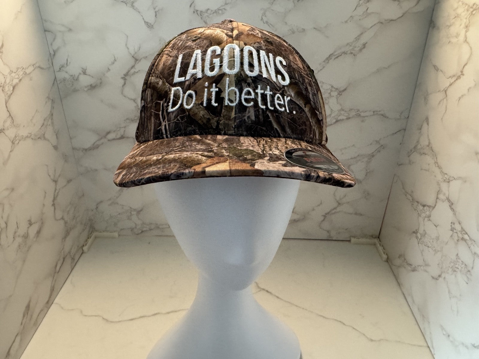 Lagoons Do It Better Fitted Hat Multicolor L-XL Embroidered Wood Camo Flexfit