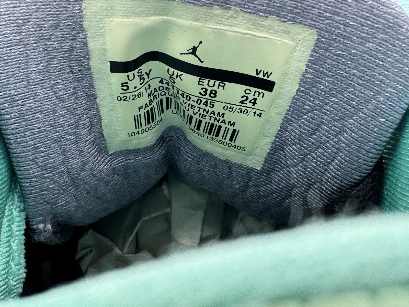 Nike Air Jordan 3 III Retro kids sneakers GG “Black Mint” 2014 Size 5.5 youth
