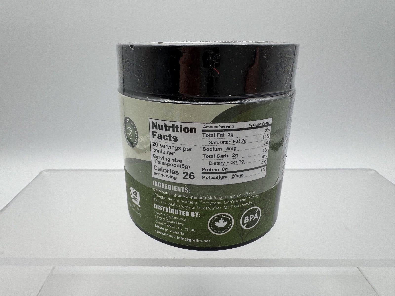 2 pk Grelim Mushroom Matcha Infused W/7 Superfood Mushrooms MCT Oil Coconut Milk
