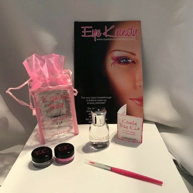 Eye Kandy Set Liquid Sugar for Glitter & Minerals Body Glitter Brush +Bag+ Guide