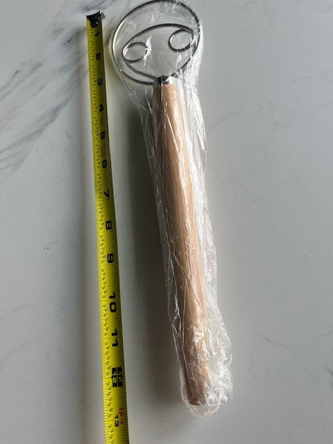 Original Danish Dough Whisk Dutch Style 13" Stainless Steel Lg. Wooden Hand NEW