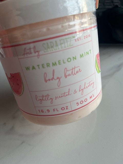 ART BY SARA FITZ  Watermelon Mint Body Butter, LIGHTLY Scented 16.9 oz SEALED