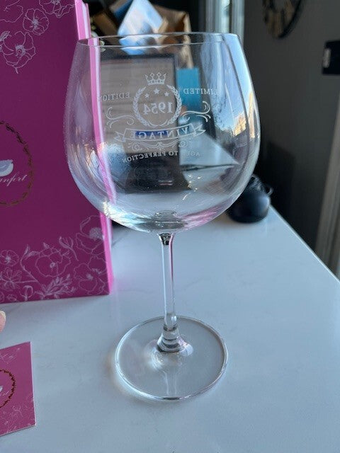 Swanfort 70th Birthday Gifts for Women 1954 Wine Glass w/Pink Gift Box Decor NEW