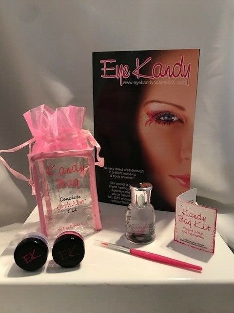 Eye Kandy Set Liquid Sugar for Glitter & Minerals Body Glitter Brush +Bag+ Guide
