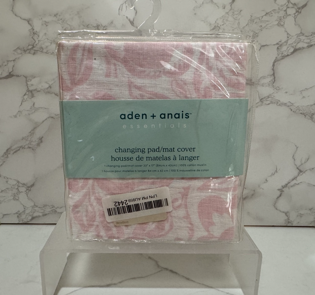 Aden + Anais Essentials Changing Pad / Mat Cover, Pink/White Flowers, New Sealed