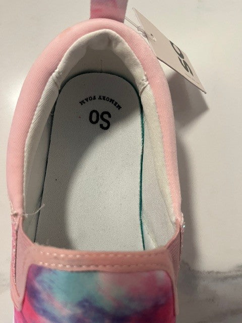SO Youth Girl's Artic Slip on Comfort Walking Shoes Pastel/Tie Dye Sz 5, NWT