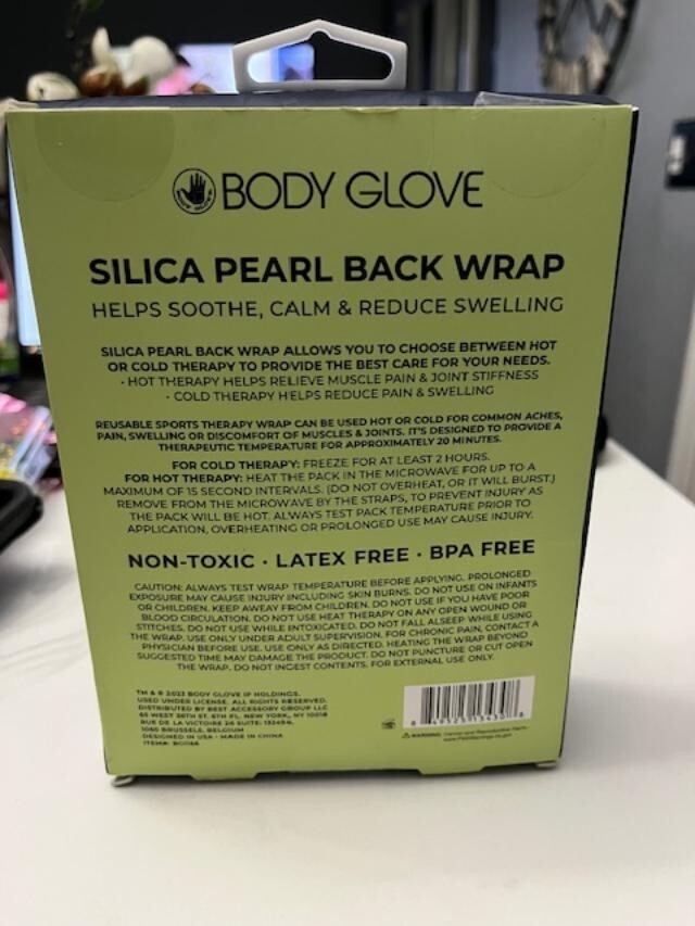 Body Glove Hot Cold Reusable Gel Bead Silica Sport Therapy Back Wrap Non Toxic