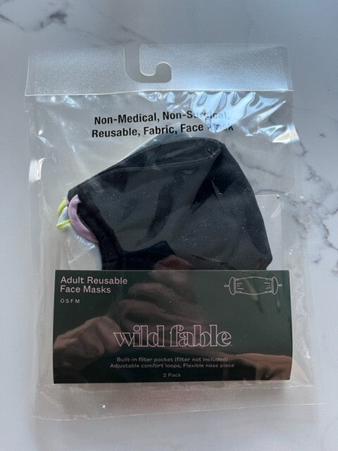 2 pk Wild Fable Adult Reusable Face Masks lot of 4 black and light blue colors