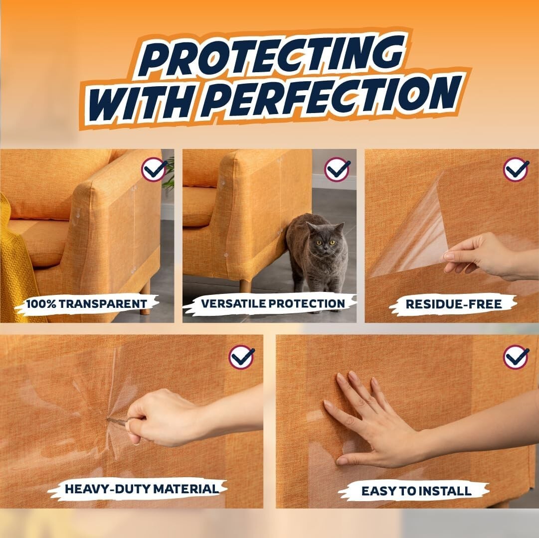 Panther Armour Premium Vinyl Sheets Furniture Protectors From Cats Claws 8 pk.