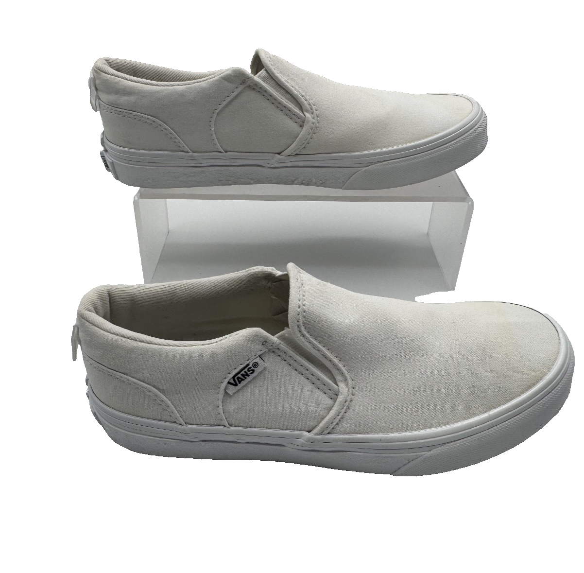 Vans Classic Slip-On True White Canvas Unisex Kids Youth Shoes Size 4
