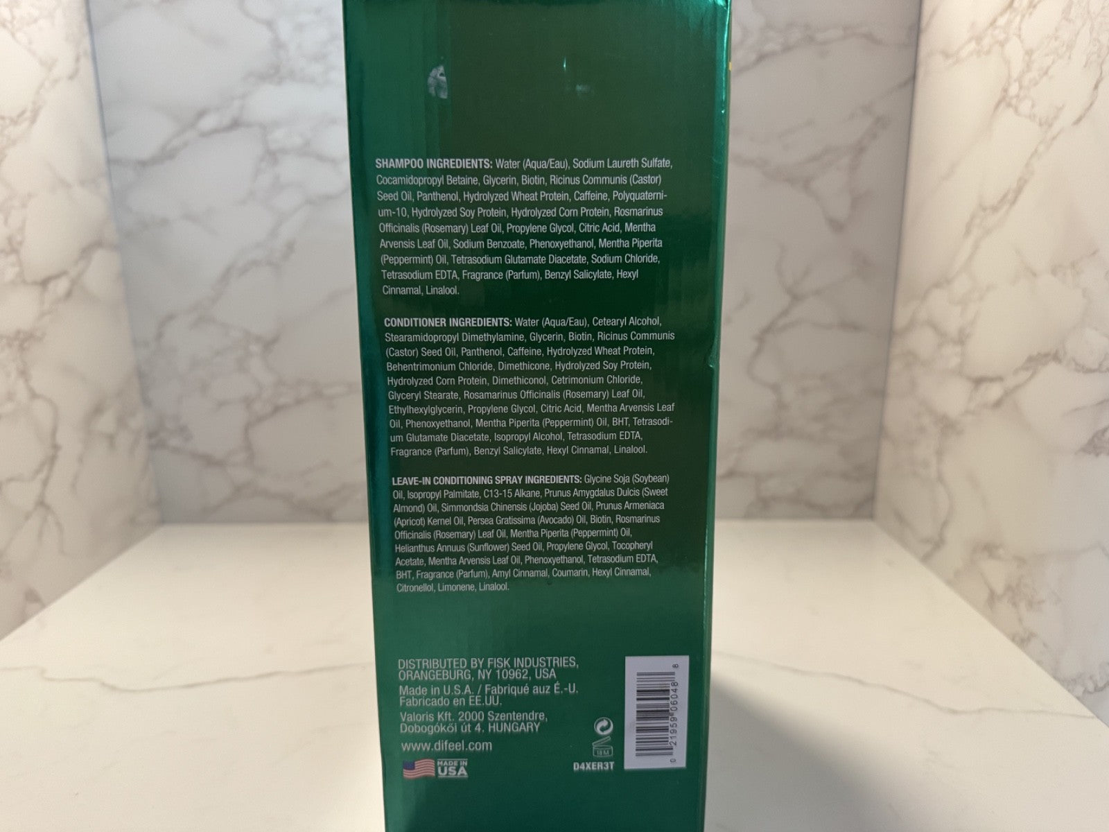 DIFEEL Rosemary & Mint Biotin Shampoo, Conditioner & Leave-In Spray Set - NIB
