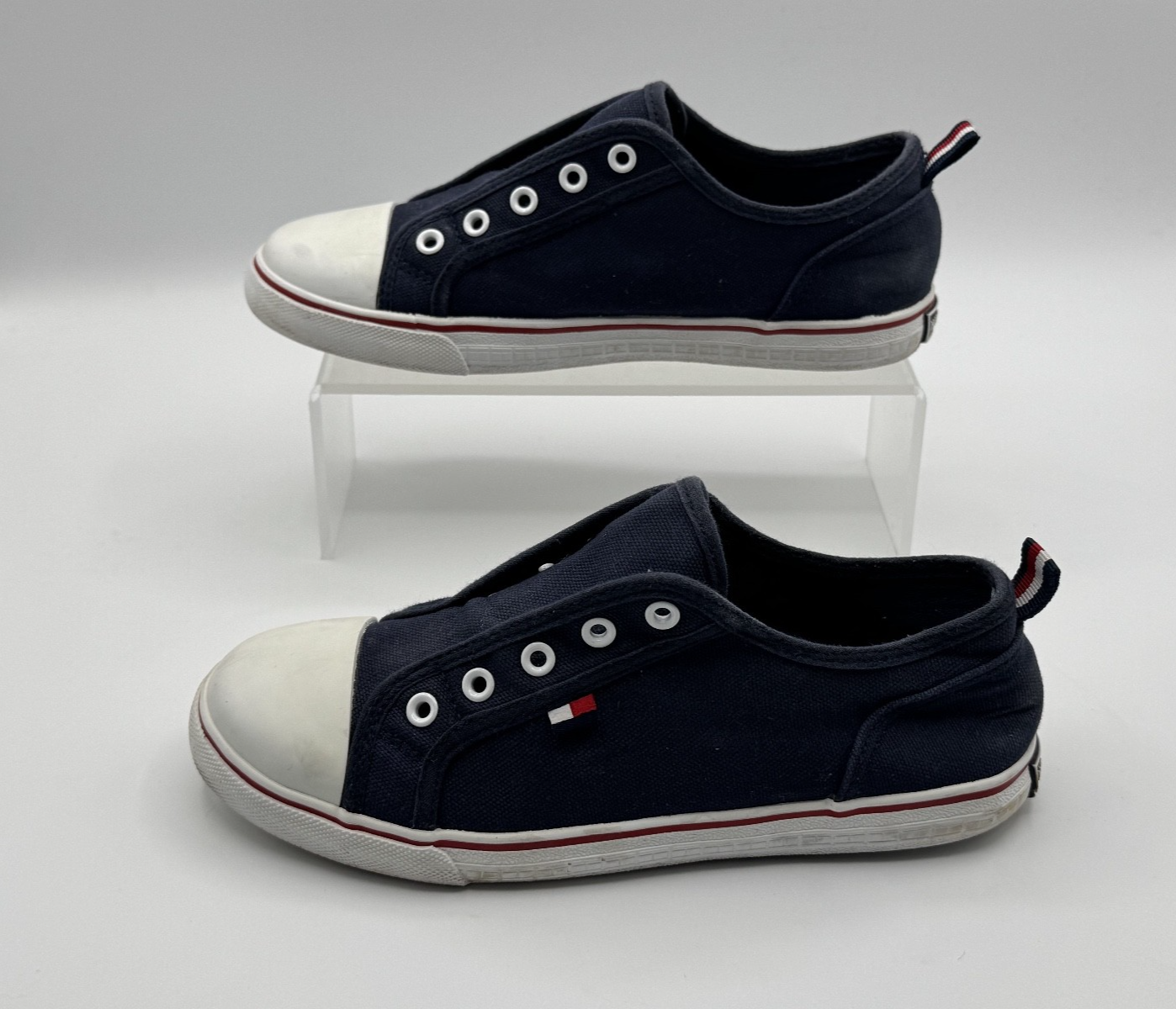 Tommy Hilfiger Boys Kids Laceless Slip on Sneakers Shoes Navy Blue Size 3, Pre