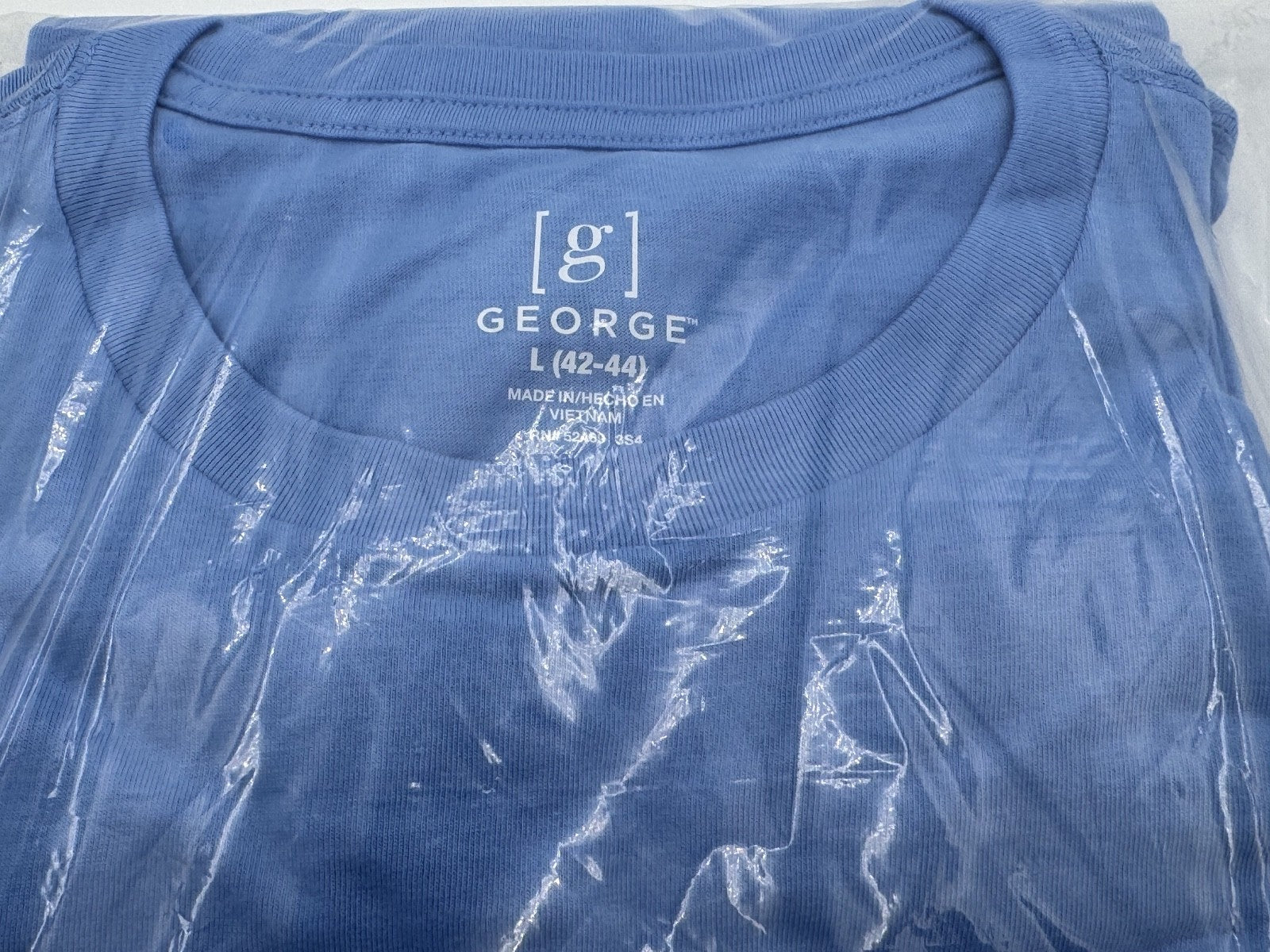 2 pk- George Men's Blank T-Shirt, Large (42-44), Crewneck, SOLID Light Blue, NWT