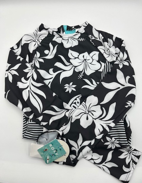 Roxy Girl One Piece Size 16/XL Swimwear Long Sleeve Multicolor Swimsuit,Blk. NWT