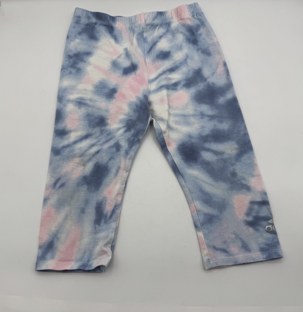 Adidas Love Girls Pink Shirt and Tie Dye Leggings, Size 6, pre-owned