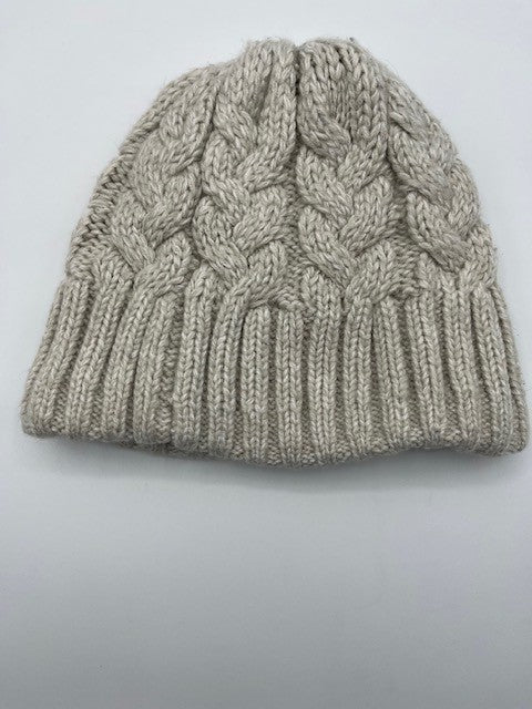Under Armour Women's Knit Beanie Hat Cable Knit Gray OSFA Fleece Lined Pre-own