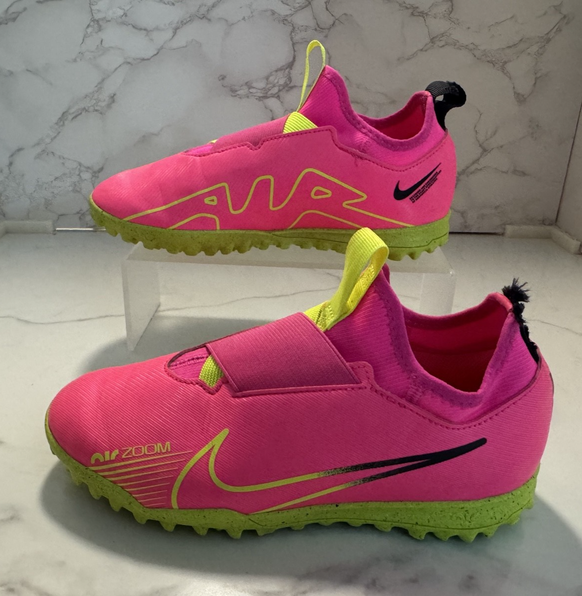 Nike Shoes Zoom Mercurial Vapor 15 Academy TF Low, Neon Pink & Yellow, Size 3Y