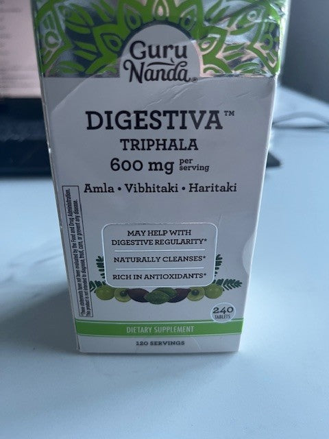 Guru Nanda Digestiva Triphala 240 Tabs 600mg Helps Digestive Antioxidants SEALED