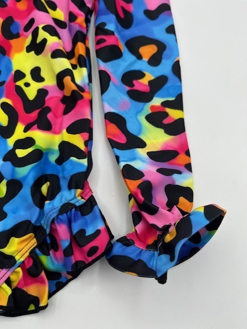 Girl Long sleeve One-piece Multicolor Zipper Swimsuit w/Animal Print 8-10yr. NEW