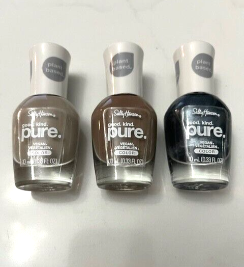 3-Sally Hansen Nail Polish Good Kind Pure VEGAN Mother Earth Raw Cocoa Lava Rock