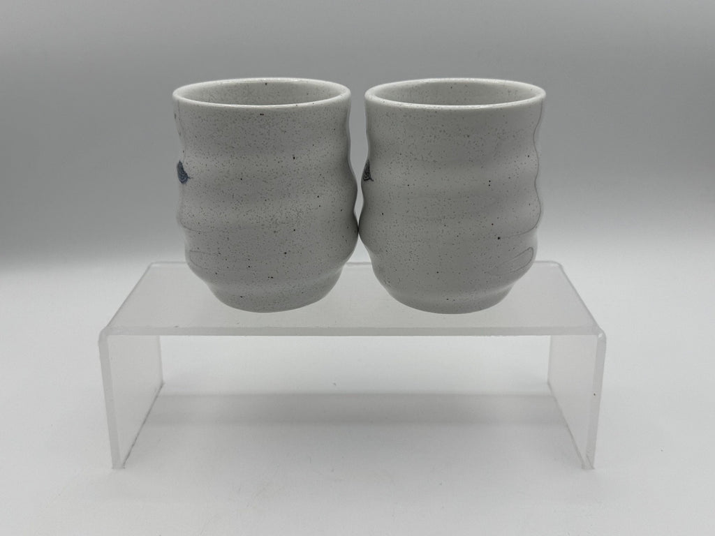 Authentic Japanese Yunomi Tea Cups Red & Blue Set, Collectable Asian Set, New