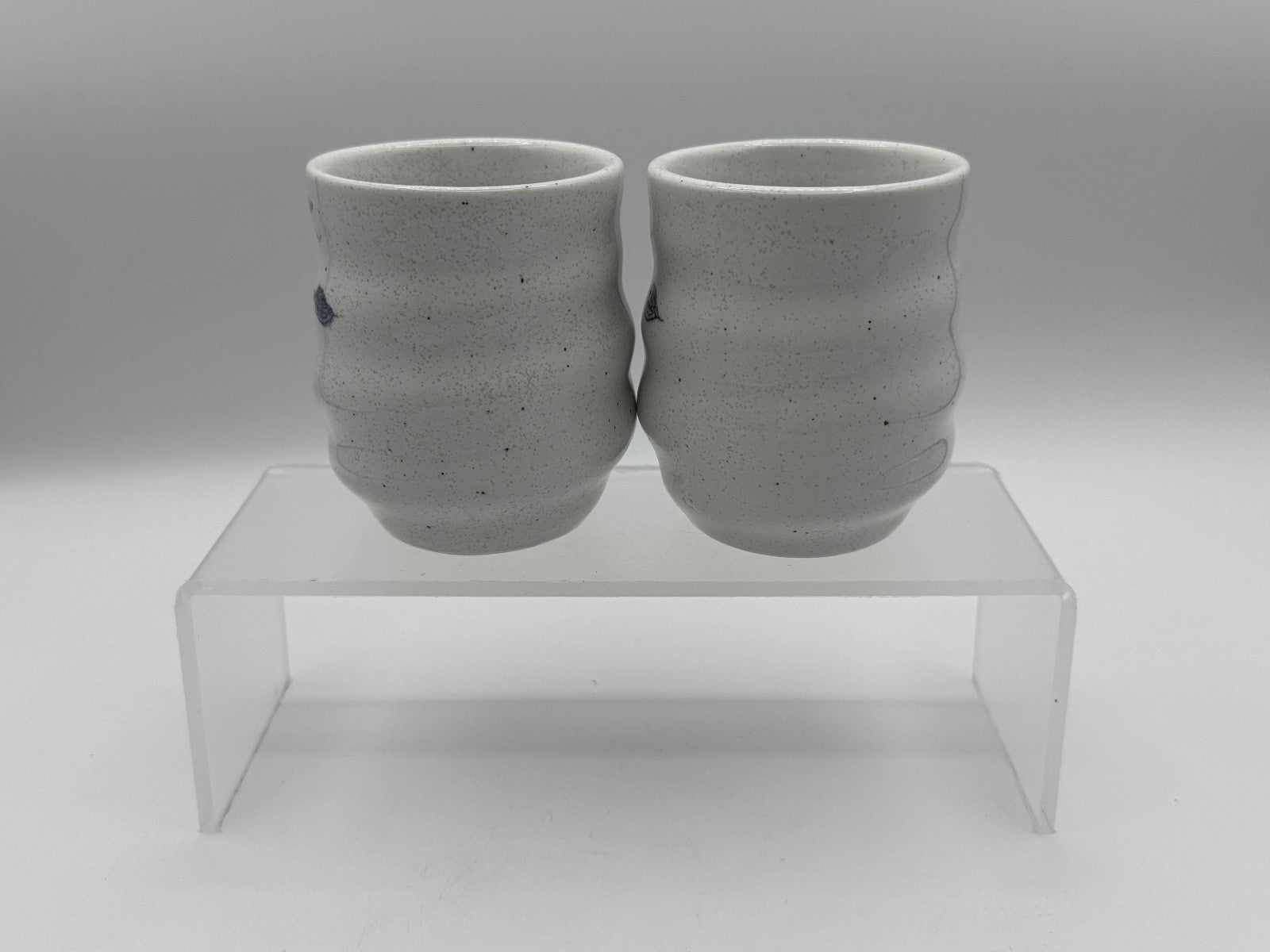 Authentic Japanese Yunomi Tea Cups Red & Blue Set, Collectable Asian Set, New