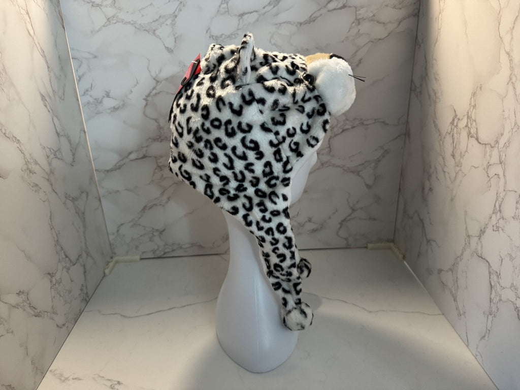 Snow Leopard Soft Winter Plush Hat Kids & Adults Christmas Hoilday, Cold Weather
