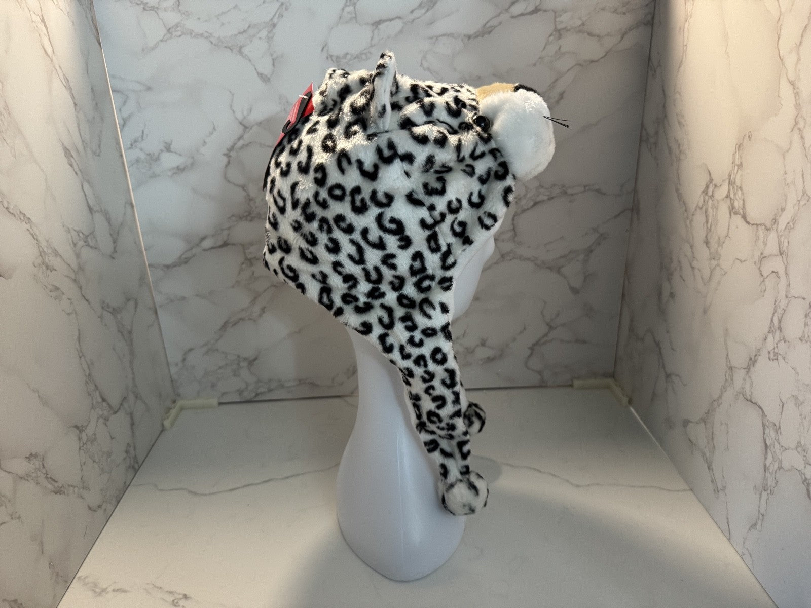 Snow Leopard Soft Winter Plush Hat Kids & Adults Christmas Hoilday, Cold Weather