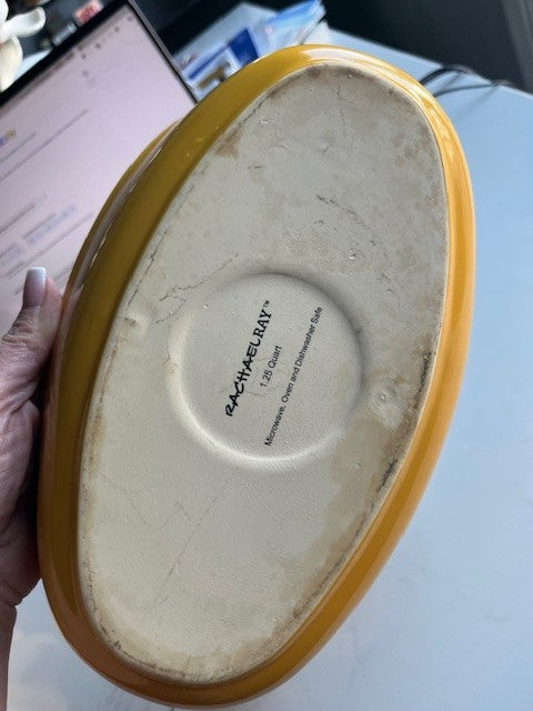 Rachel Ray Casserole Oval 1.25 Qt Golden Yellow Bakeware Stoneware Cassic w/hand