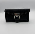Nine West Women's Black Leather Wallet Trifold Clutch Purse w. Buckle & Zipper