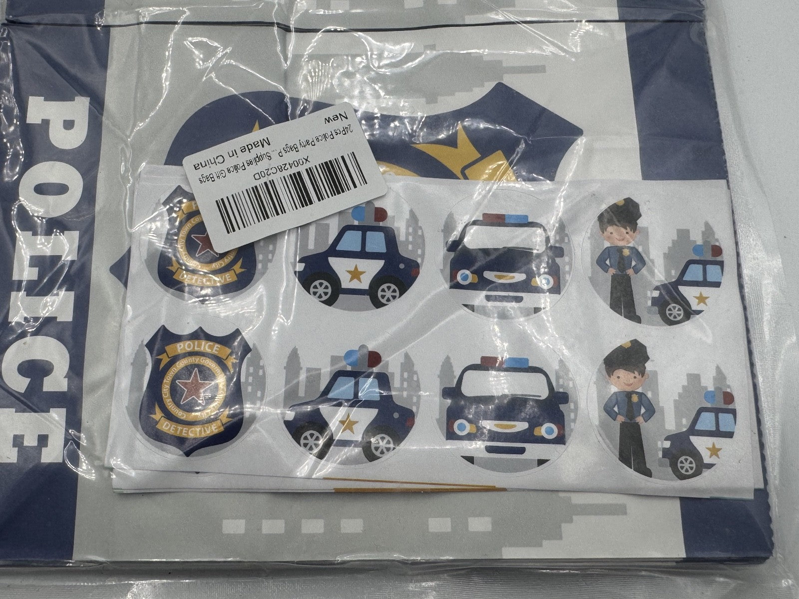 24pc Police Gift Bags w/ Stickers Party Favors & Decorations for Kids Birthday